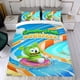 thumbnail image 4 of Oso de Goma y Amigos Conjunto de sábanas temático, trío de piezas, cómodo y amigable con la piel, diseño único, regalo de decoración para el hogar para familiares, amigos y fans, 90 cm * 190 cm, 4 of 6
