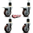 thumbnail image 2 of 4 Inch Maroon Poly Swivel 1-7/8 Inch Expanding Stem Caster Set 2 Brakes, 2 of 2