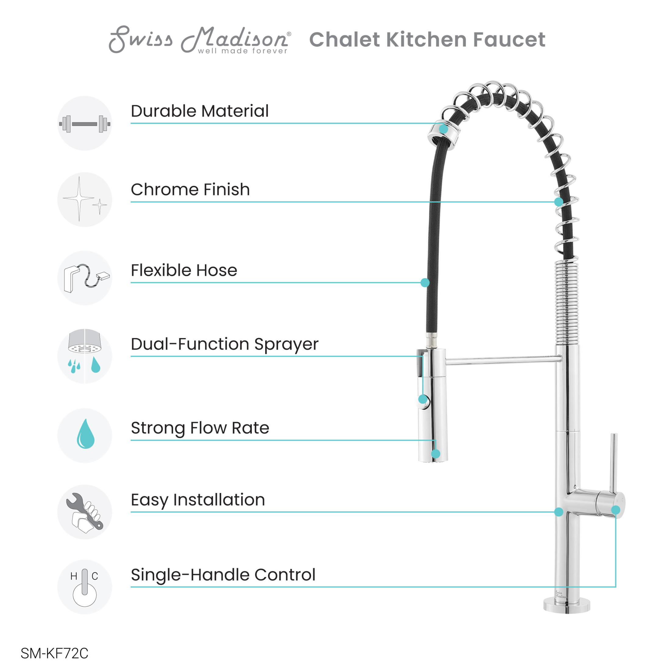 Chalet Single Handle, Pull-Down Kitchen Faucet in Chrome