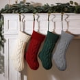 thumbnail image 2 of Naierhg 1Pc Christmas Knitted Stocking Large Handmade Reusable Xmas Tree Hanging Gift Bag Sock Pendant Holiday Party Decoration Festival Gift Dark Green, 2 of 8