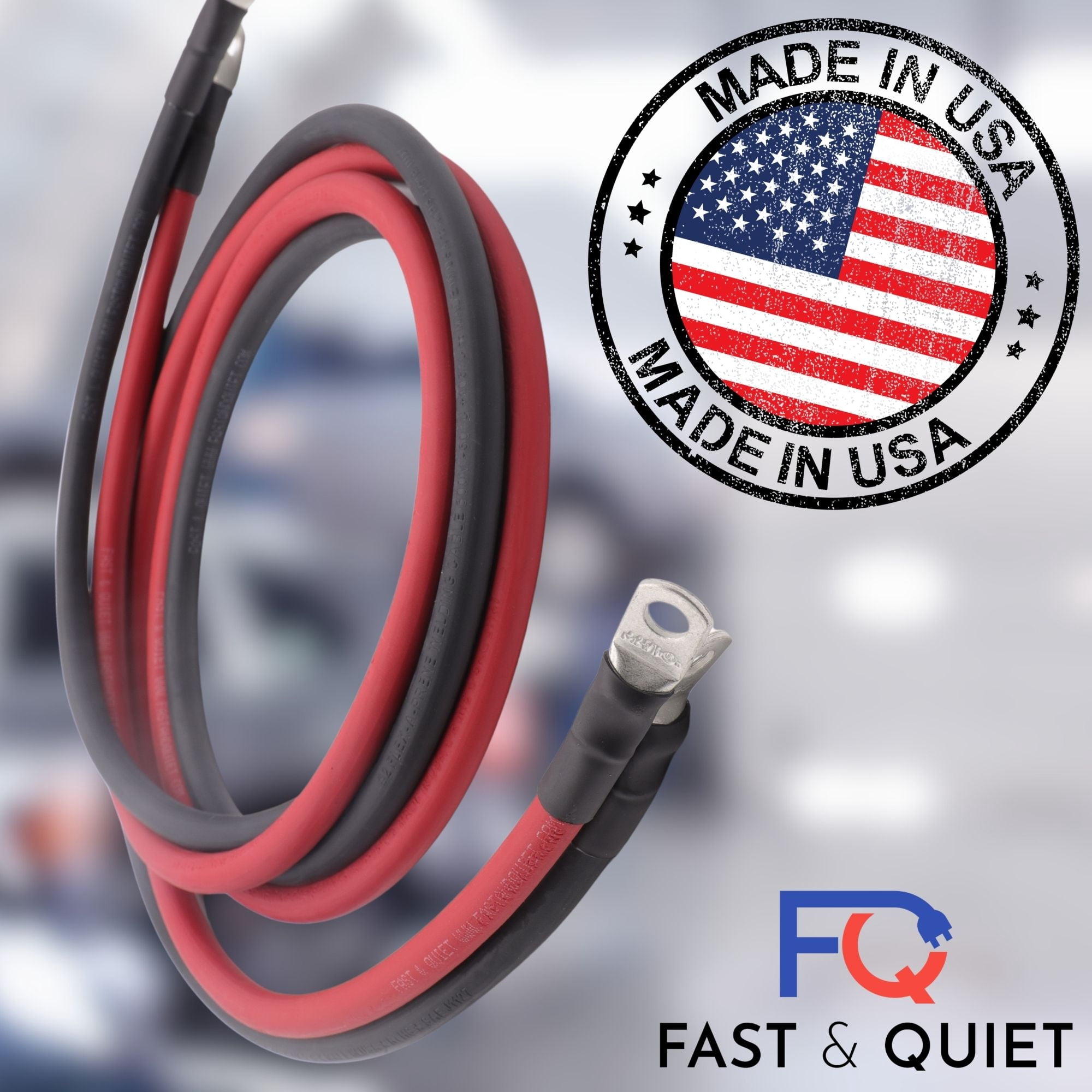 4/0 AWG Battery Cables with Terminals, Positive and Negative Wires Pure Copper, Solar Power Inverter, Welding, Golf Cart, Motorcycle (Red and Black, 2 FT (24 in), 1/2" Lugs on Both Ends, 2pcs)
