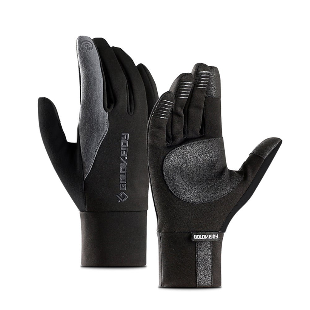 Men's Touch Screen Leather Gloves Thickened Fleece Lined Wind-proof Anti-sk 