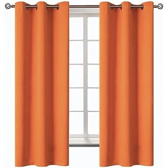 Gorgeous Home Linen Brick 2 Panels Blackout Thermal Drapes Window Curtain Top Grommets 35" Wide X 63" Long Each Panel