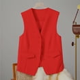 thumbnail image 5 of Lovskoo Women's Solid Color Waistcoat Suit Fabrics Pockets Sleeveless Vest V Neck Button Down Fashion Dressy Blazer Jacket Red, 5 of 7