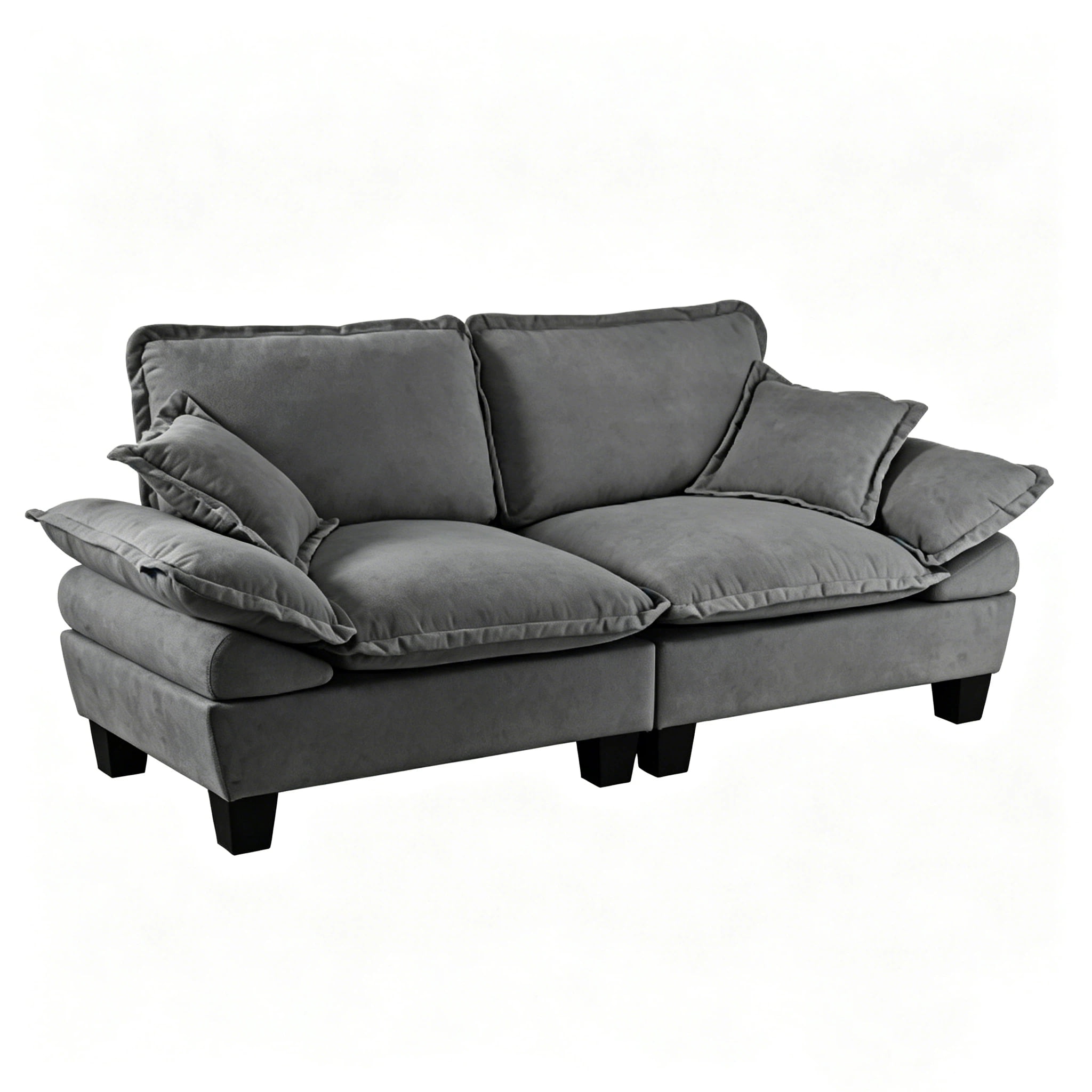 AISWORD 2 Seater Loveseat Sofa, Comfy Small Couch, Modular Sectional Love Seat with Pillows for Bedroom, Apartment, Office, Small Spaces, Grey