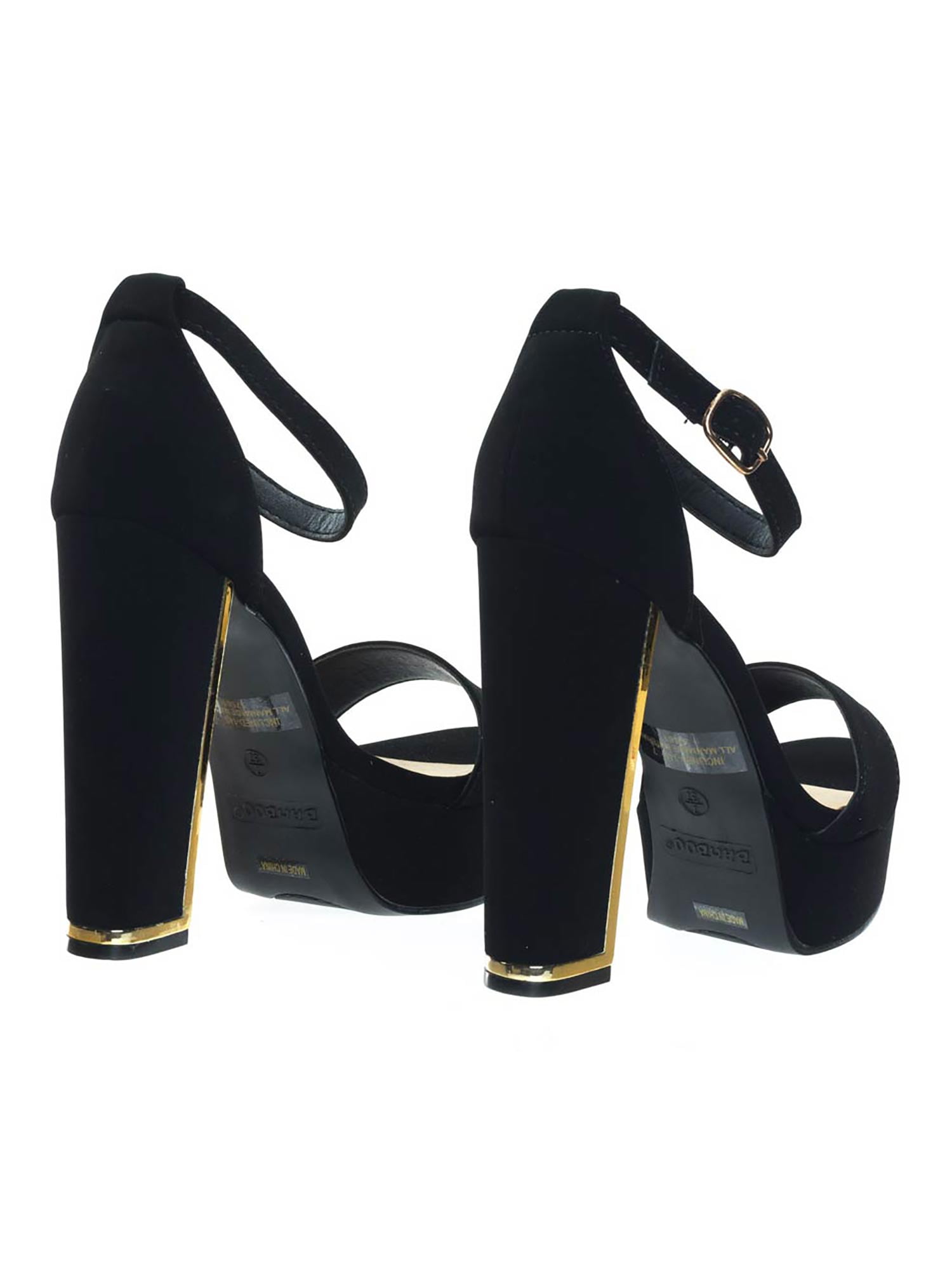 Women/'s Metal Trim Plated Block Heel Platform Dress Sandal by Bamboo Inclined-14
