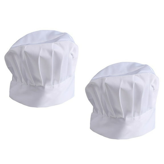 Homoyoyo 2-Pack White Adjustable Chef Hats Breathable Comfortable Kitchen Caps for Home Cooking Catering Service