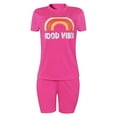 thumbnail image 3 of Women's 2 Piece Outfits Summer Printing Bodycon Short Pants Workout Sets, 3 of 7