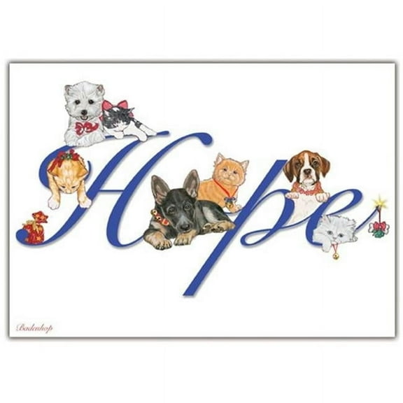 Pipsqueak Productions C581 Hope Mix Dog with Cat Christmas Boxed Cards - Pack of 10