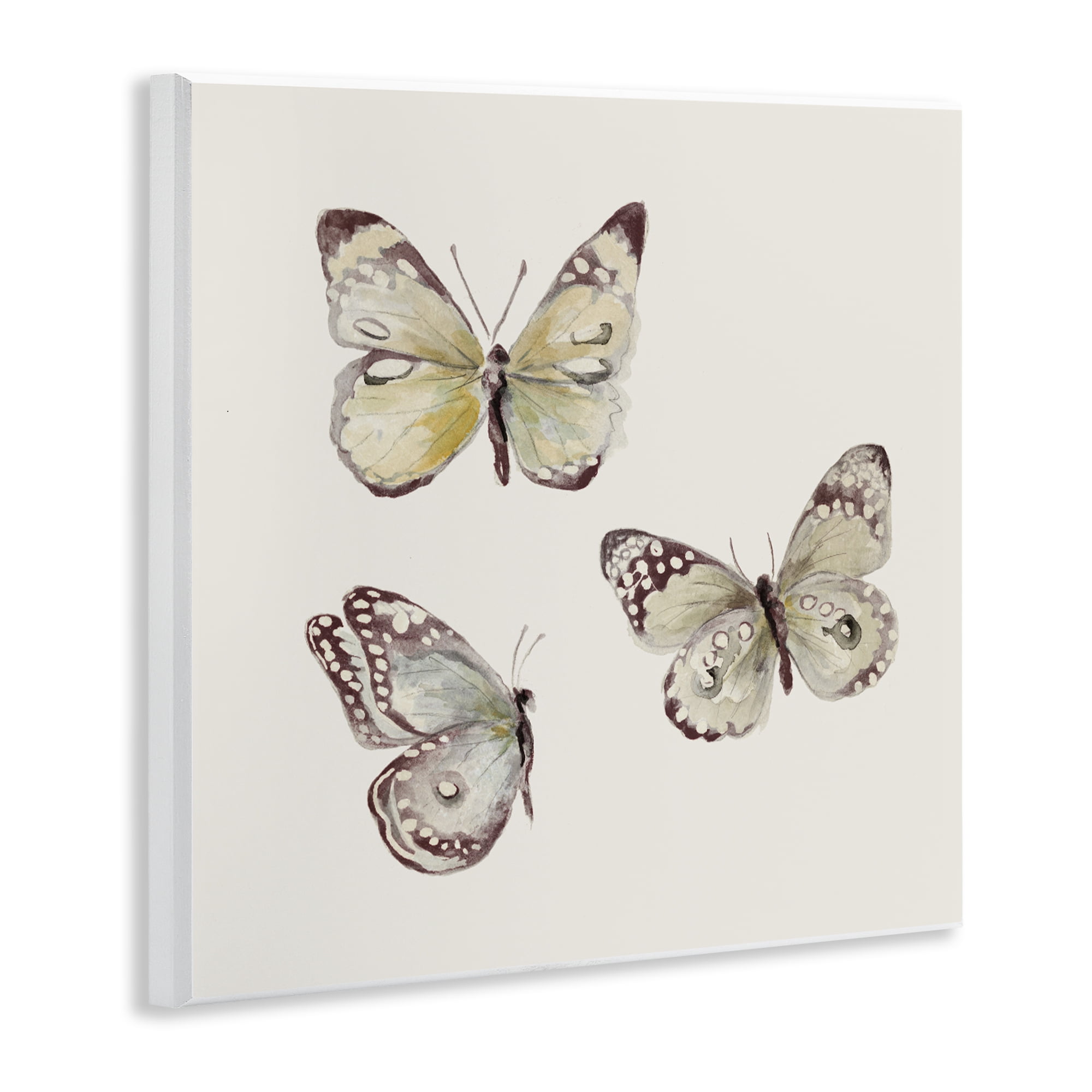 Stupell Industries Delicate Butterflies on Beige Wall Plaque Art, design by Patricia Pinto