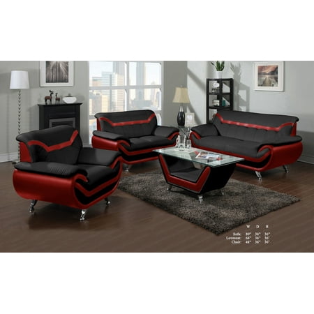 Beautiful Lovely Comfort Classic Red Black Bonded Leather Sofa