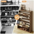 thumbnail image 3 of Pusnapku 40" Fluted Shoe Storage Cabinet, Freestanding Wood Entryway Cabinet with 2 Flip Drawer, Narrow Hidden Shoe Storage Organizer for Living Room, 3 of 9