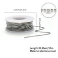 thumbnail image 2 of 304 Stainless Steel Ball Chains and Ball Chain Connectors Set Stainless Steel Color 1.5mm about 10m/roll, 2 of 4