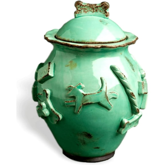 PDJA3001 Air Tight Ceramic Dog Treat Jar, /Green, 7 x 9.5"