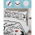 thumbnail image 4 of Kitchen Tableware Full Size Down Alternative Comforter, Lightweight Comforter Quilt Bedding Set with Pillow Shams Red Love Heart Black Words Vintage All Seasons Bed Comforter Duvet Insert 78"x90", 4 of 7