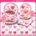 thumbnail image 1 of Pink Valentine's Day Themed Party Decorations For 12 People Disposable Party Paper Plates Paper Towels Tablecloth Tableware Set, 1 of 5
