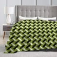 thumbnail image 5 of ZNDUO Lightweight Microfiber Bed Blanket, Slime Green Houndstooth Pattern Super Soft Flannel Cozy Throw Blankets, 60"x50", 5 of 8