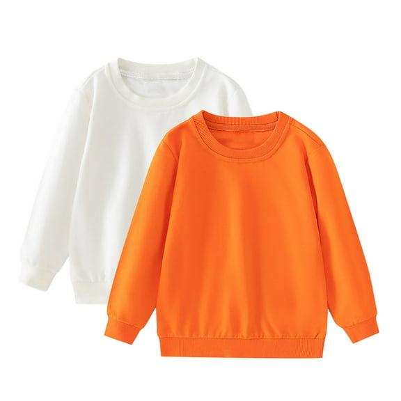 CYRBOKO Sweatshirts for Boys, Crew neck Cotton 2 Pack Long Sleeve Pullover Tops White Size 8-9 T