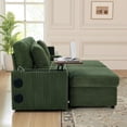 thumbnail image 2 of Muumblus Small Sectional Sofa with 2 Storage Ottomans, 2 Seater Cloud Couch with Bluetooth Speaker & Side Table, Modern Corduroy Sofa for Living Room, Green, 2 of 10