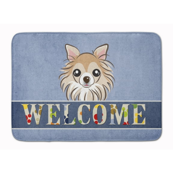 Carolines Treasures BB1437RUG Chihuahua Welcome Machine Washable Memory Foam Mat Blue 19 X 27" multicolor