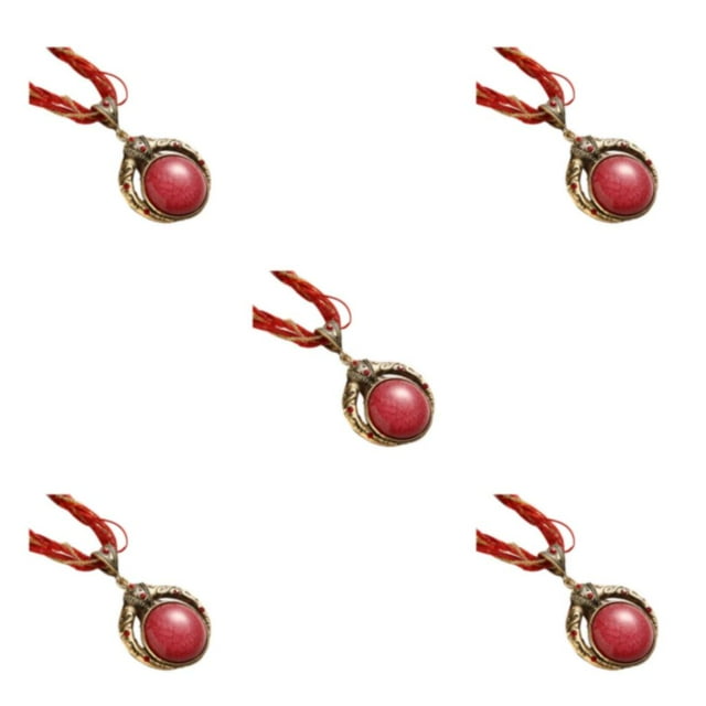 kurtrusly Fait à la Main Cristal Pierre Collier Cadeau pour les Femmes Collier en Alliage de Style Bohème pour les Femmes Pendentif Collier Femmes N001-Rouge 5Set