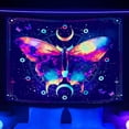 thumbnail image 2 of Butterfly Tapestry Blacklight Moon Stars Galaxy Space Tapestry Wall Hanging for Bedroom Living Room UV Reactive Trippy Tapestries Aesthetic Home Decor, 60X40IN, 2 of 5