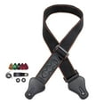 thumbnail image 1 of Correa de guitarra acústica, con púa, extremo de cuero PU alargado cómodo, correas de hombro ajustables para guitarra, cinturones para ukelele negro Sunnimix Correa de bajo, 1 of 8