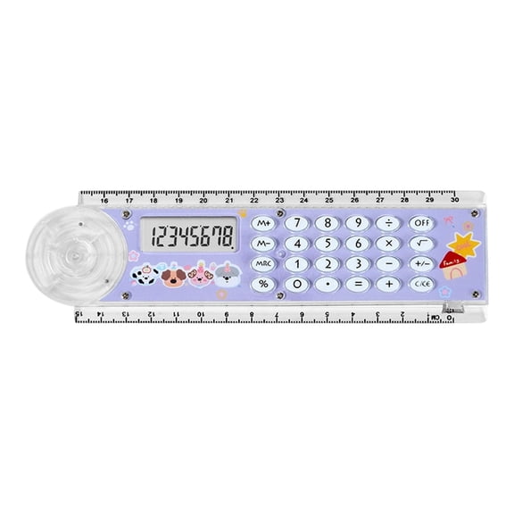 Kyusrd Ruler Calculator 2 In 1 Portable MultiFunctional 8Digit Calculator With Straight Ruler for School Office HomeStudent Daily Use
