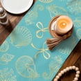 thumbnail image 3 of Ocean Conch Shell Table Runner 70 Inches, Coastal Seahorse Coral Bows Vintage Blue Bed Runner Dresser Scarves Tabletop for Indoor Outdoor Parties/Ceremony/Banquet, 13" x 70", 3 of 9
