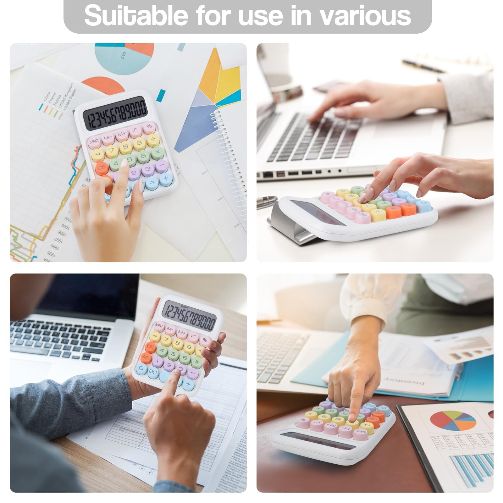 Clearance Office cabinet under $9,Creative Colorful Candy Colored Electronic Calculator 12 Digit Large LCD Display And Big Round Buttons Typewriter Mechanical Key Calculator For School Home 2PC