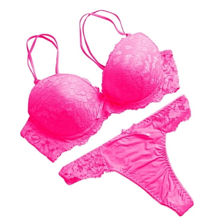 Odeerbi Women s Lingerie Set Valentine s Day 2025 Fashion Sexy Lace Underwear Pajamas Embroidered Ladies Steel Rings Intimates Set Pink