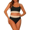 thumbnail image 1 of Conjuntos de bikini de canalé para mujer INSPIRE CHIC, traje de baño de dos piezas con tirantes ajustables, 1 of 5