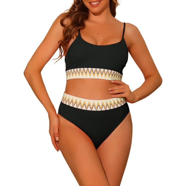 Conjuntos de bikini de canalé para mujer INSPIRE CHIC, traje de baño de dos piezas con tirantes ajustables