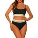 thumbnail image 1 of Conjuntos de bikini de canalé para mujer INSPIRE CHIC, traje de baño de dos piezas con tirantes ajustables, 1 of 5