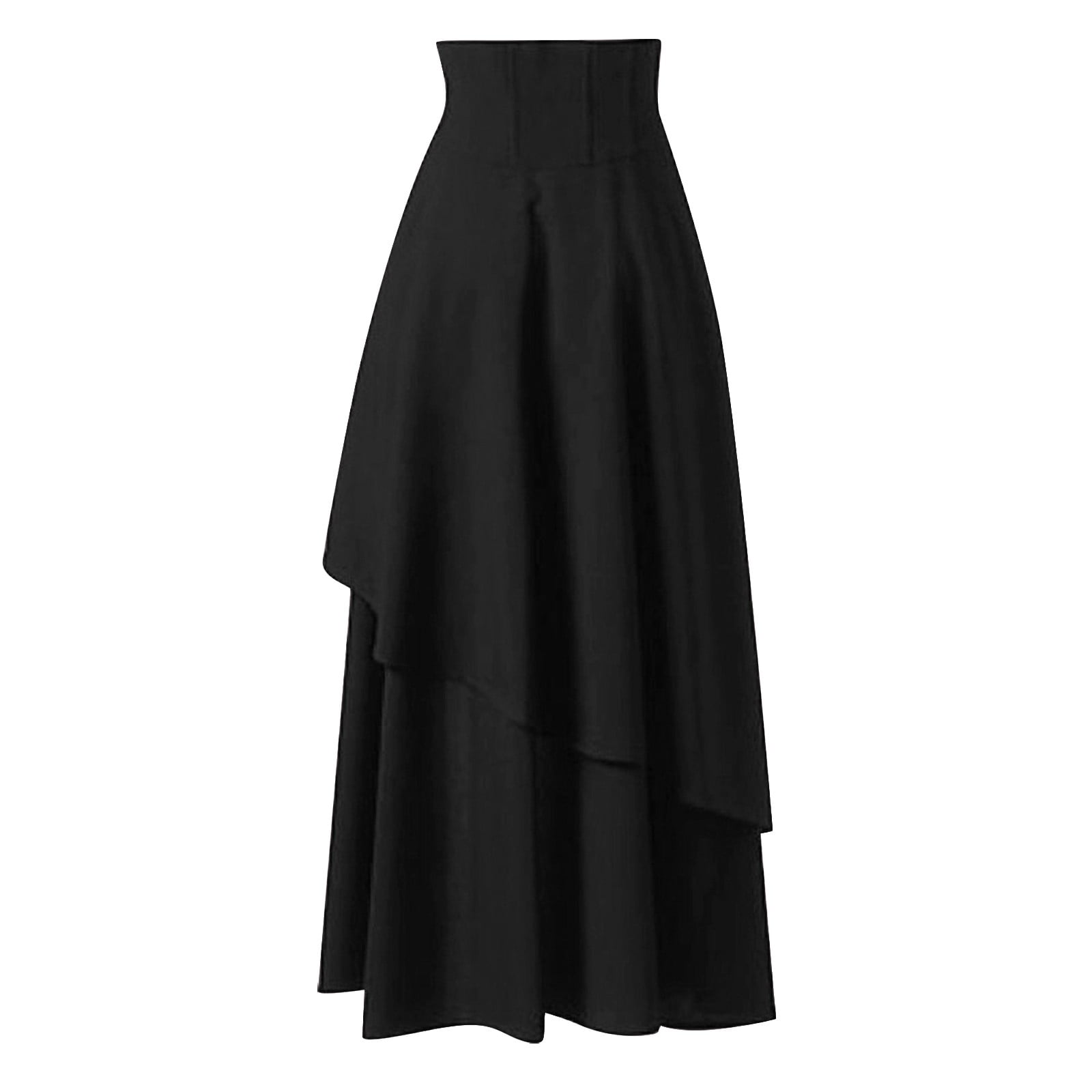 VBARHMQRT Female Satin Maxi Skirt Women's Steampunk Gothic Clothing Vintage Cotton Black Lace Skirts Rip Skirt Hawaii Plaid Skirt Plus Size