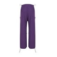 thumbnail image 5 of Diufon Wide Leg Cargo Pants for Women Solid Color Lounge Pants Elastic Waist Pants with Pockets, 5 of 7