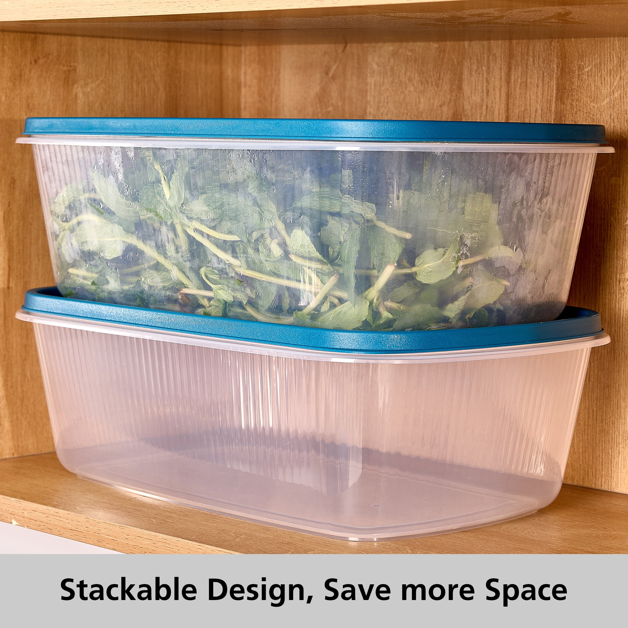 (2 pack) Mainstays Reusable Food Storage Containers,  Large Rectangle, Plastic, 2 Pack – 2 Containers with Lids, 2.5 Gallons,Ideal for Meal Planning