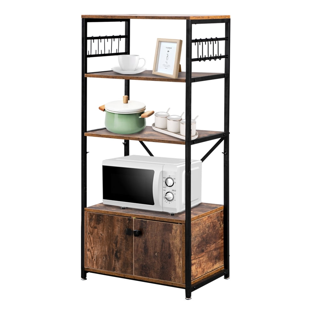 Kepooman 5-Tier Bakers Rack for Kitchen with Cabinets, Microwave Oven Stand Kitchen Baker's Rack, Kitchen Rack for Dining Room, Black & Brown Kepooman 5-Tier Bakers Rack for Kitchen with Cabinets, Microwave Oven Stand Kitchen Baker's Rack, Kitchen Rack for Dining Room, Black & Brown