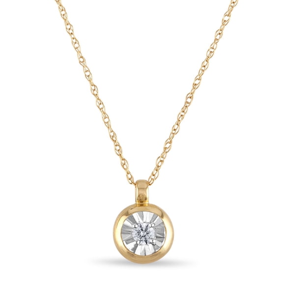 Diamaison 1/20 Cttw Natural White Diamond Solitaire Pendant for Adult in 10Ky Gold