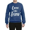 thumbnail image 2 of Wild Bobby Love Like Jesus Inspirational/Christian Unisex Crewneck Graphic Sweatshirt, Vintage Heather Blue, X-Large, 2 of 5