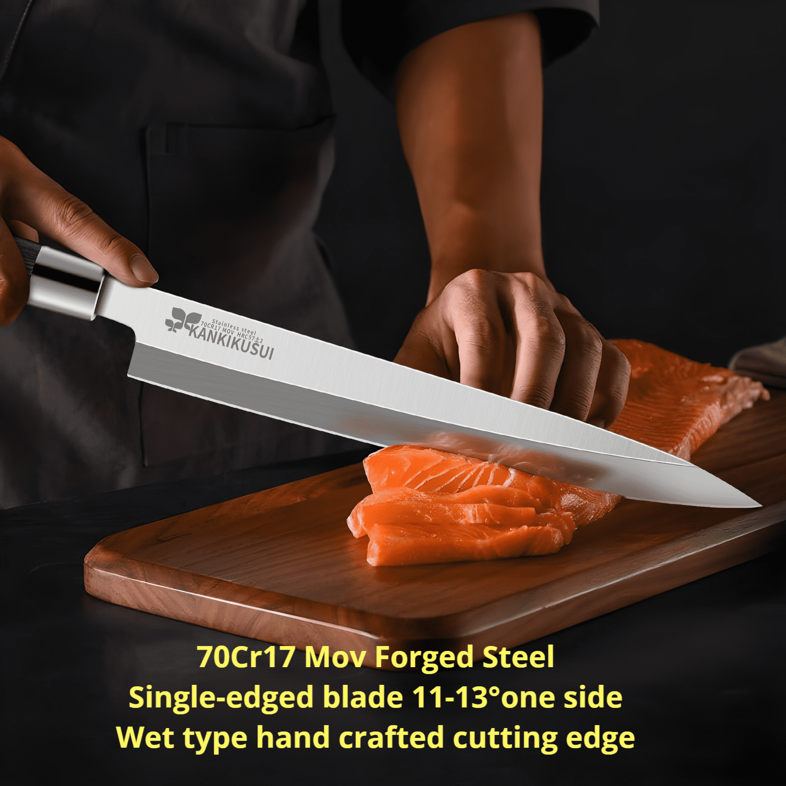 Sashimi Knife, 9.3" Sushi Knife Set with Sharpener/Gift Box, HC70cr17mov Yanagiba Knife