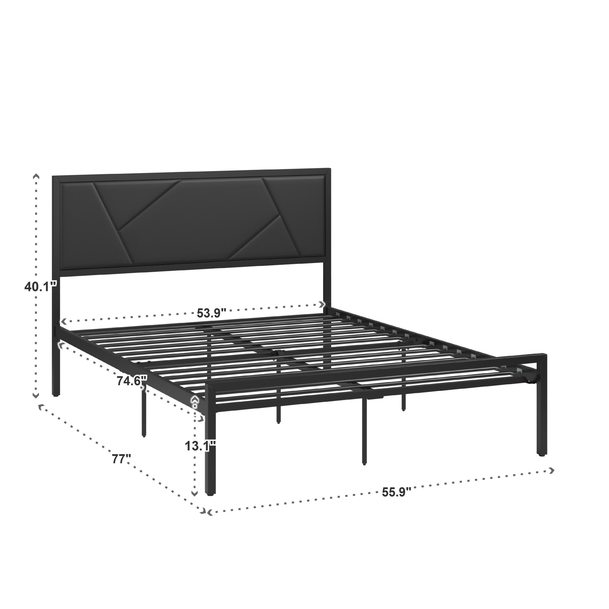 Weston Home Berzelia Metal Platform Bed with Geometric Headboard, Full, Black