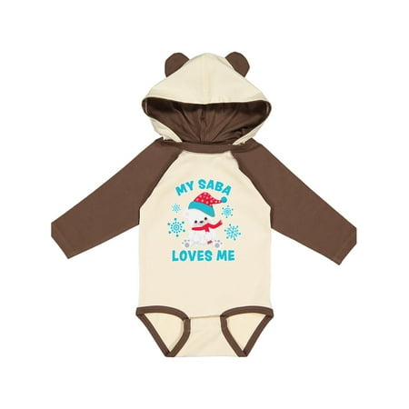 

Inktastic Polar Bear My Saba Loves Me in Santa Hat with Snowflakes Gift Baby Boy or Baby Girl Long Sleeve Bodysuit