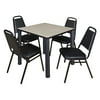 Regency 5-Piece 42" Square Table with Black Post Legs with 4 Stackable Chairs