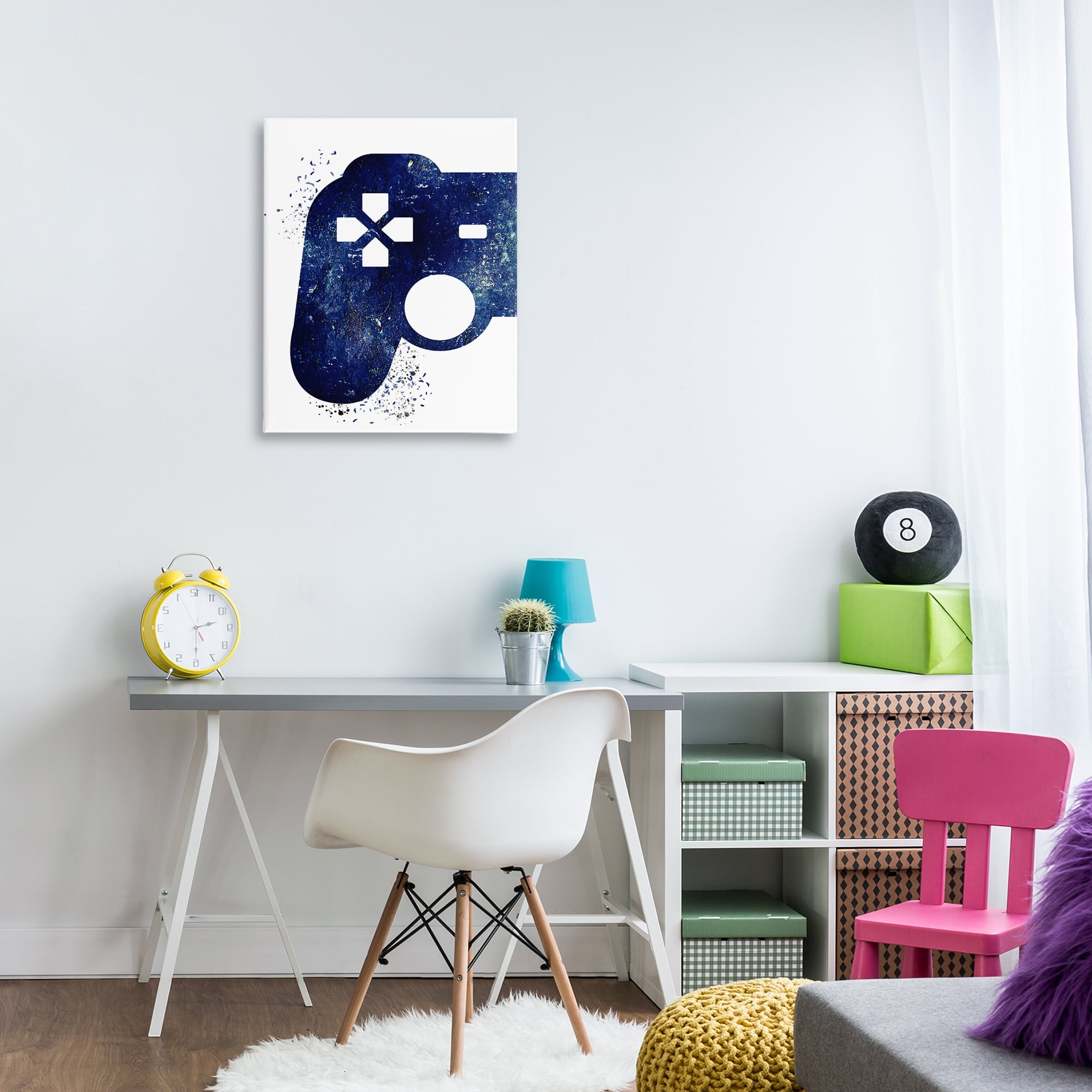 Stupell Industries Distressed Controller Outline Entertainment Painting Wrapped Canvas Art Print Wall Art, 24 x 30