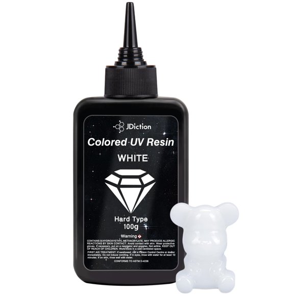 Resina UV blanca JDiction 100 g, sin olor, dura para joyería