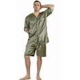 thumbnail image 4 of Up2date Fashion Pajamas Set Mens Silk Satin Long Sleeve Loungewear Two-Piece Sleepwear Button-Down Pj with Full Pants, 4 of 5
