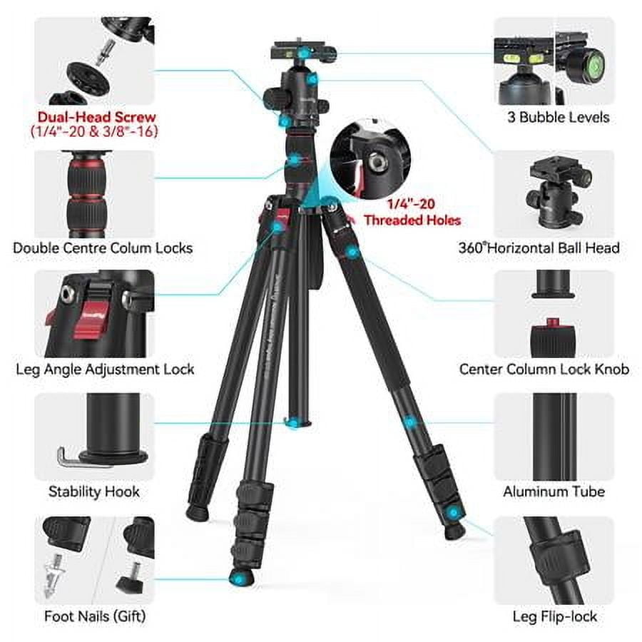 SmallRig 3474C Foldable Aluminum Tripod Monopod Quick Release Plate 78"