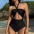 thumbnail image 2 of QHFBli 1 Piece Swimsuit for Women,Cut Out Criss Cross Bathing Suit,Thong Monokini Swimsuits, 2 of 7