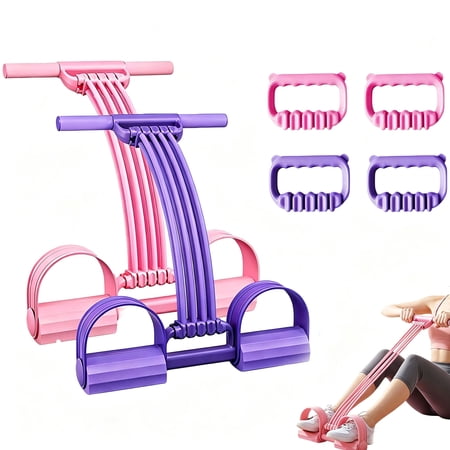 Pedal Resistance Band with Handle,Multifunction 8 Tube Elastic Tension Rope for Foot Pedal Pull,Back Stretch & Chest Expand